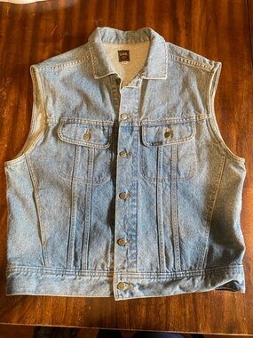 Lee Light Blue Denim Vest with Button Front